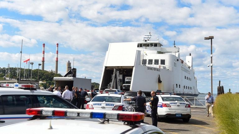 Suffolk County police converge at the Port Jefferson