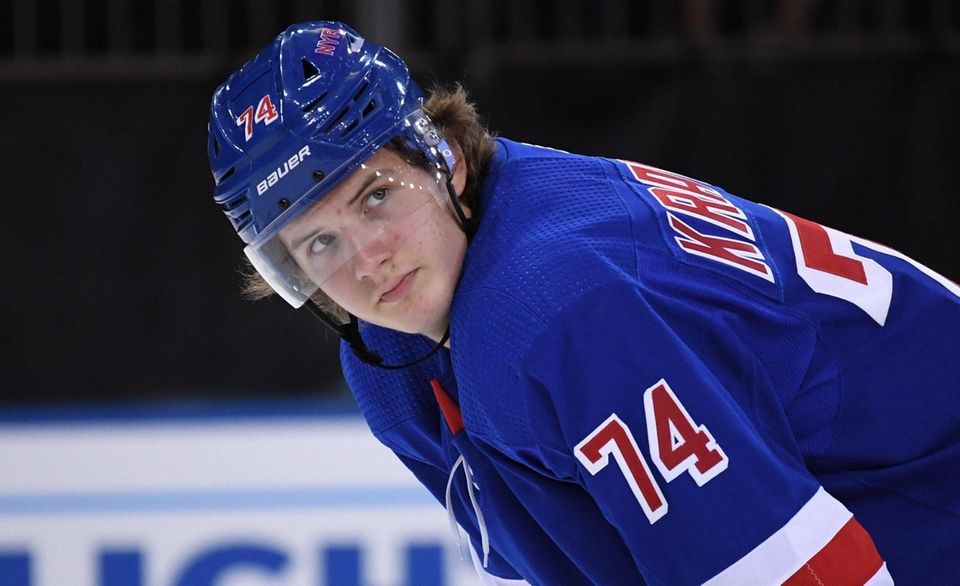 New York Rangers right wing Vitali Kravtsov skates