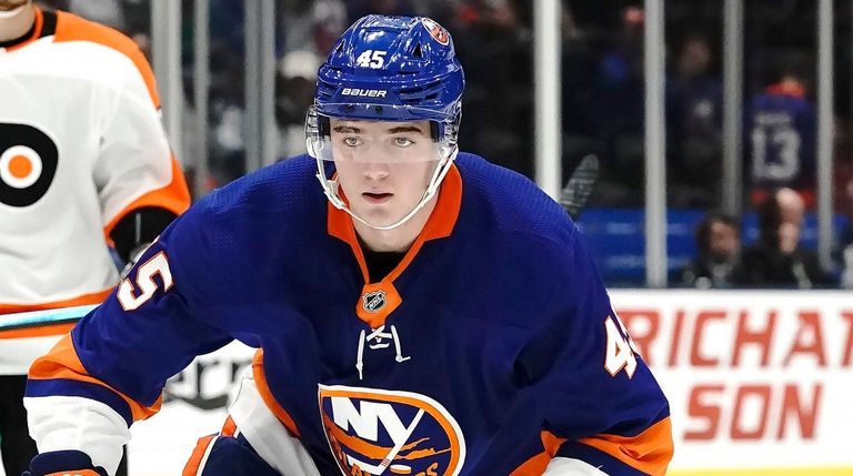 The Islanders' Noah Dobson skates in his own