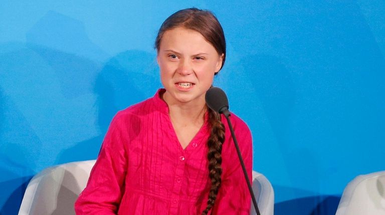 Environmental activist Greta Thunberg of Sweden addresses the