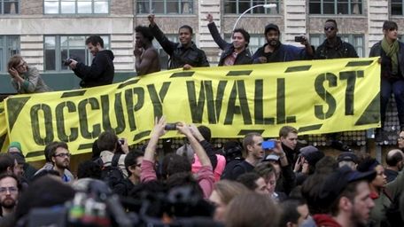 Occupy Wall Street protesters rally in Manhattan in
