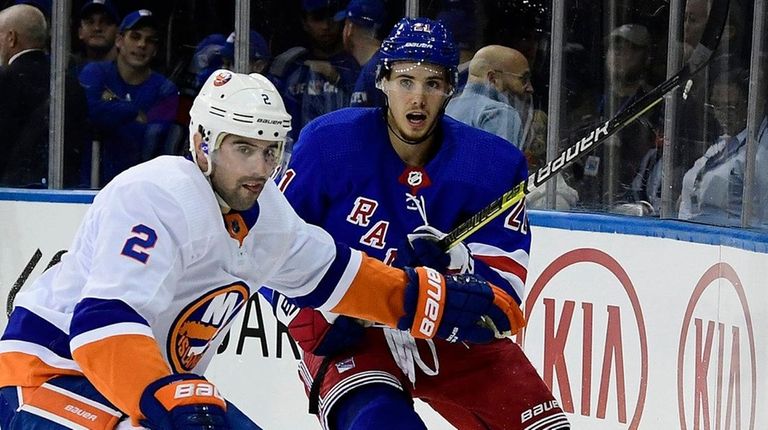 Nick Leddy #2 of the Islanders and Brett