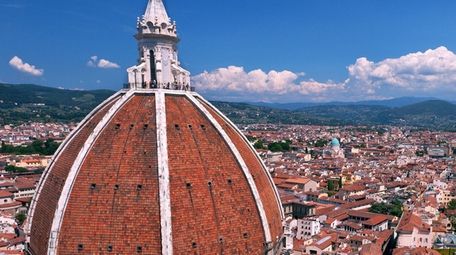 The top of Florence's famous dome is encircled