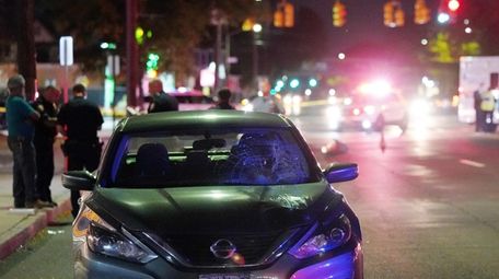 Nassau County police at the scene Monday night