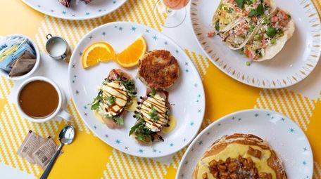 A brunch spread including a twist on eggs