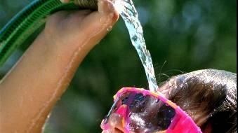 A girl cools off in Portland, Oregon.