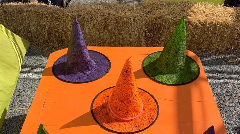 A witch's hat ring toss at Hicks Nurseries