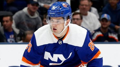Oliver Wahlstrom of the Islanders skates during the