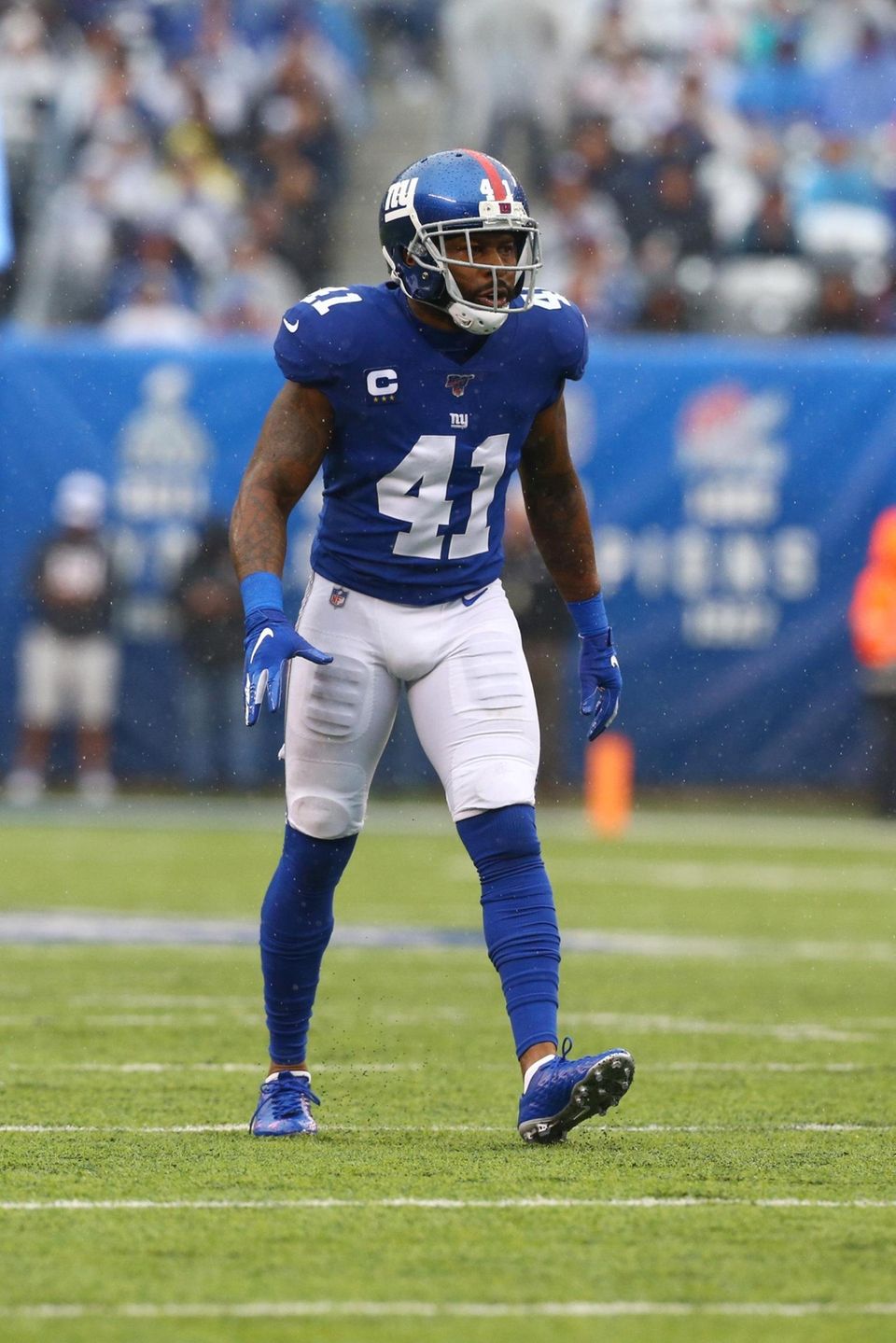 Antoine Bethea of the Giants looks on against