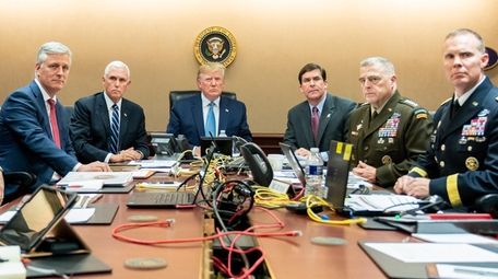 National Security Adviser Robert O'Brien, left, Vice President