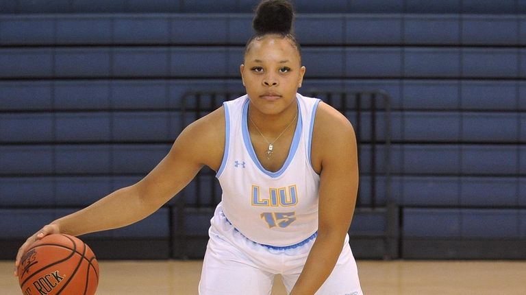 LIU's Brandy Thomas is practicing to take a