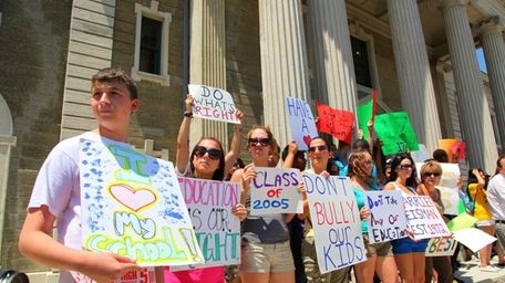 Various youth groups of Nassau County rally outside