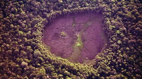 An aerial view of drought at Amazon rainforest