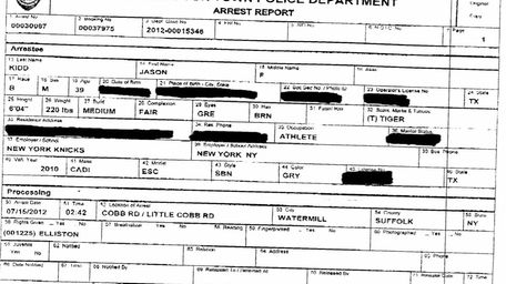 Arrest report for Jason Kidd produced by Southampton