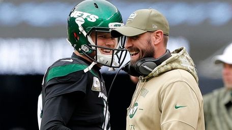 Sam Darnold of the Jets and head coach