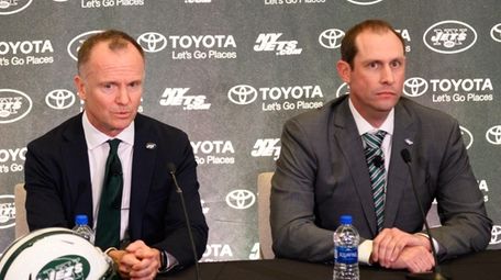 Jets chairman Christopher Johnson (L) and coach Adam