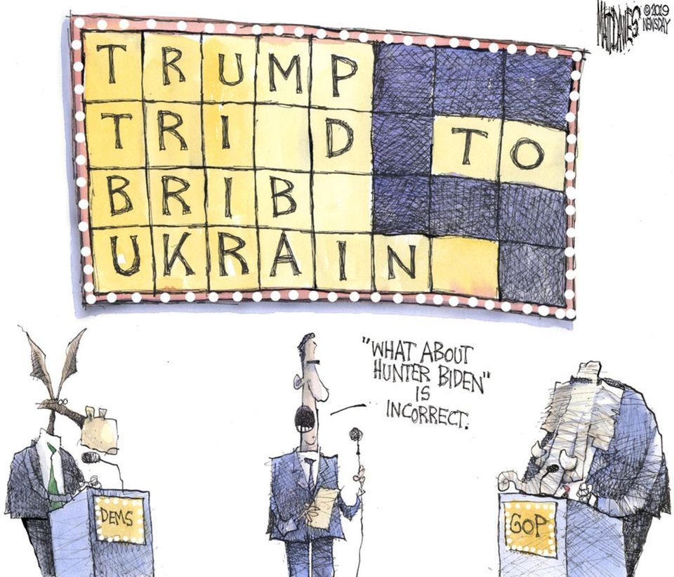 Matt Davies cartoon about Trump, Biden and