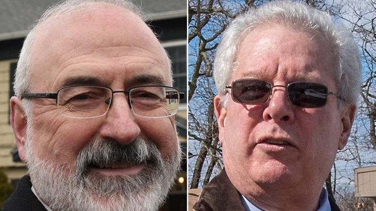 Russell Barnett, left, Smithtown's environment and waterways director,