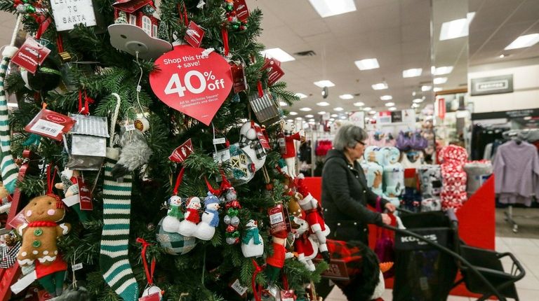 Holiday decorations on sale at the Kohl's store