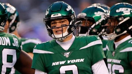Quarterback David Fales #3 of the Jets looks