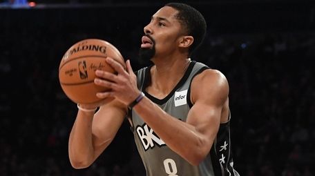 Nets guard Spencer Dinwiddie looks to shoot from