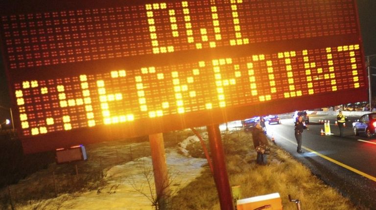 A DWI checkpoint along the Long Island Expressway