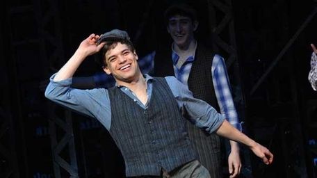 Jeremy Jordan takes a curtain call at