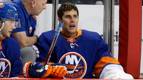 Thomas Greiss of the Islanders looks on from