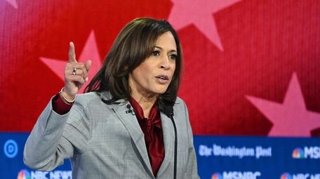 Democratic presidential candidate California Sen. Kamala Harris speaks