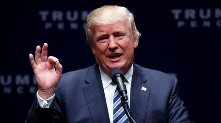 Then-Republican presidential candidate Donald Trump speaks in Charlotte,