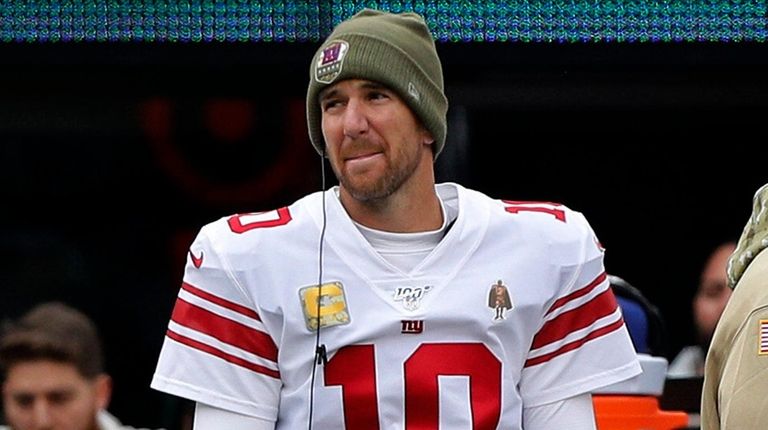 Eli Manning of the Giants looks on against