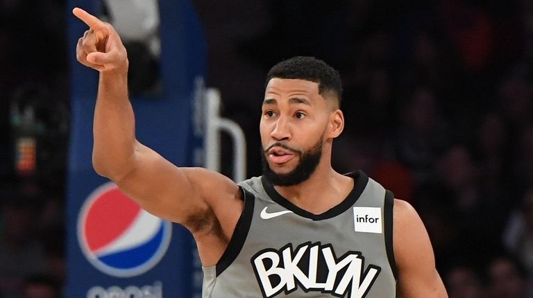 Nets guard Garrett Temple after a three-pointer against