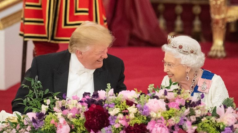President Donald Trump and Queen Elizabeth II attend