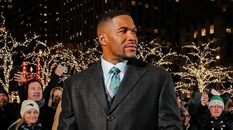 Michael Strahan on the set of Fox Sports'