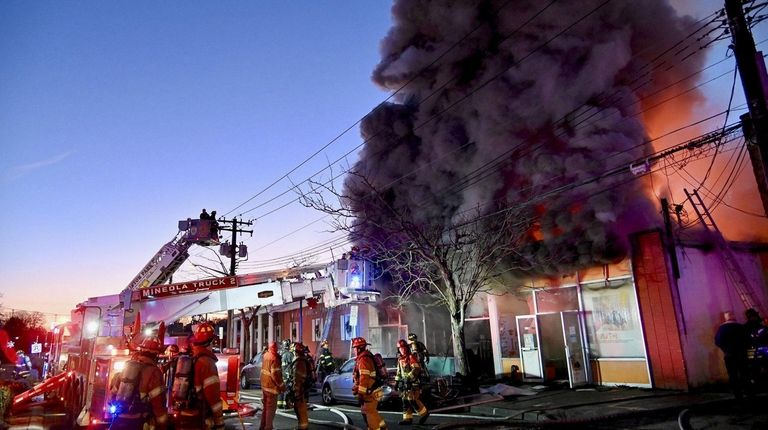 First responders on the scene of a fire