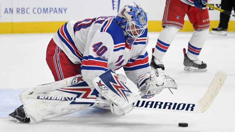 Alexandar Georgiev of the Rangers makes a save