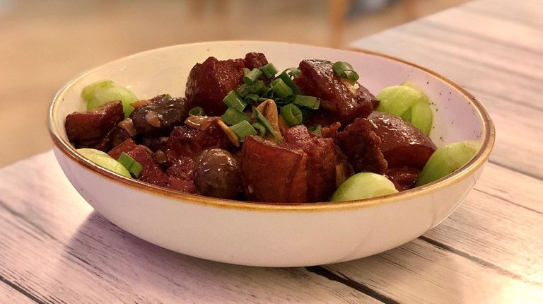 Red-braised pork belly with chestnuts at Chinese