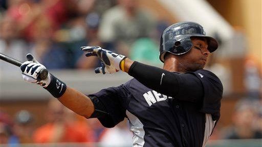 Chris Dickerson bats against the Detroit Tigers during