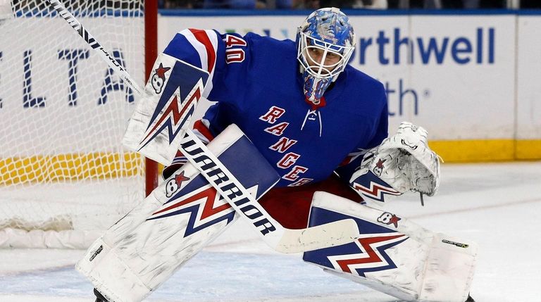 Alexandar Georgiev of the Rangers makes a save