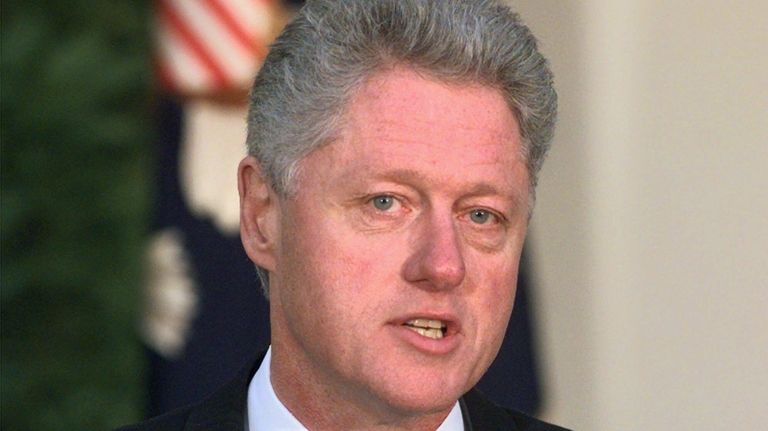President Bill Clinton delivers a short statement on