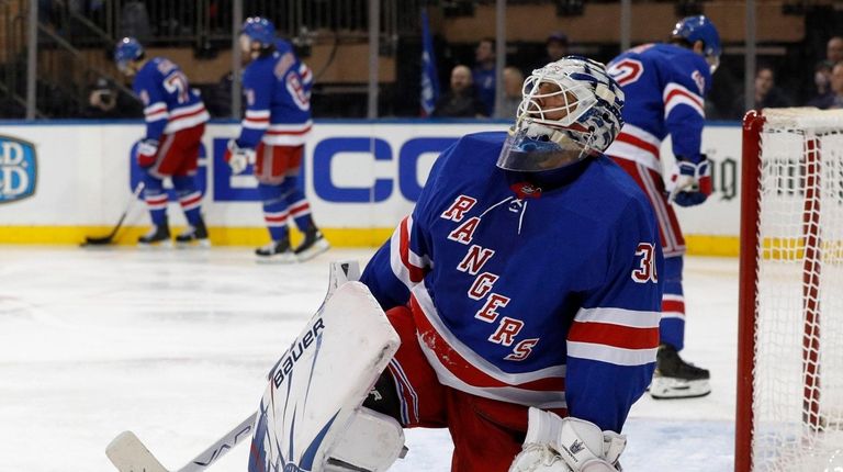 Henrik Lundqvist #30 of the New York Rangers