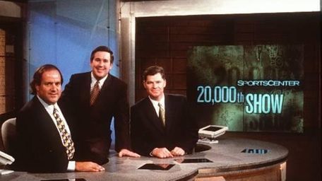 ESPN "SportsCenter'' hosts, from left, Chris Berman, Beb