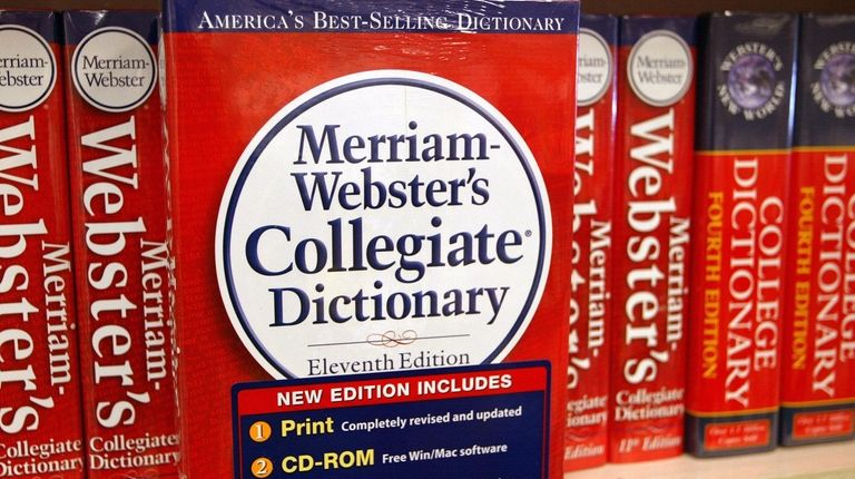 Merriam-Webster's Collegiate Dictionary is displayed in a bookstore