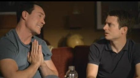 Chris Klein as Drew (left) and Elijah Wood