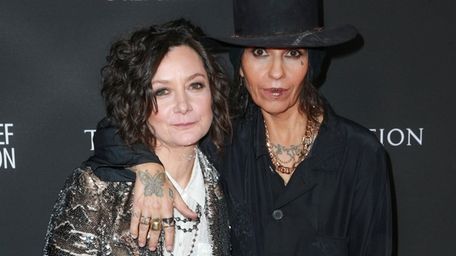 Sara Gilbert, left, and Linda Perry attend the