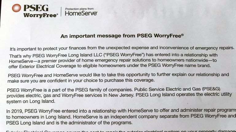 A copy of the letter sent to homeowners