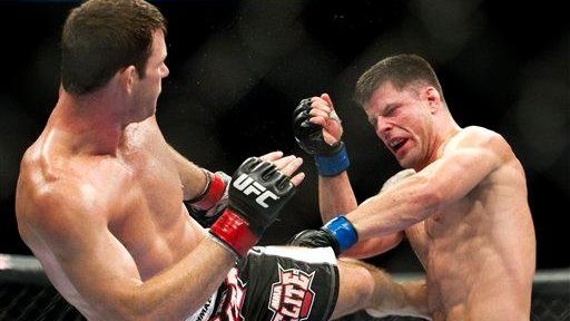 Michael Bisping, right, won a unanimous decision over