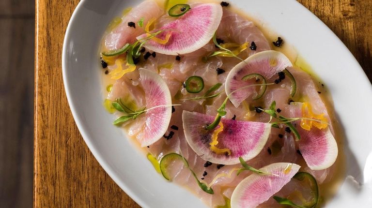 A sea bream (aka porgy) crudo with Serrano