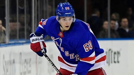 Lias Andersson of the Rangers carries the puck