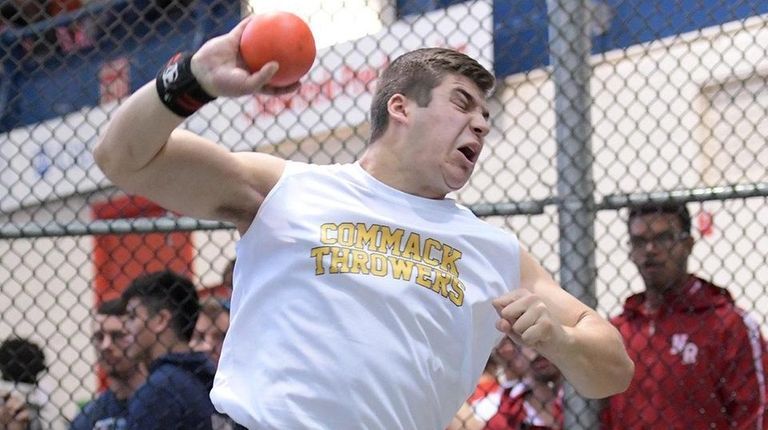 Nicholas Pisciotta competes in the boys invitational shot